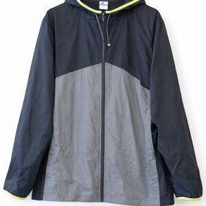 Starter Windbreaker Jacket Mens 2XL Navy Gray Hooded Full Zip Lightweight Coat